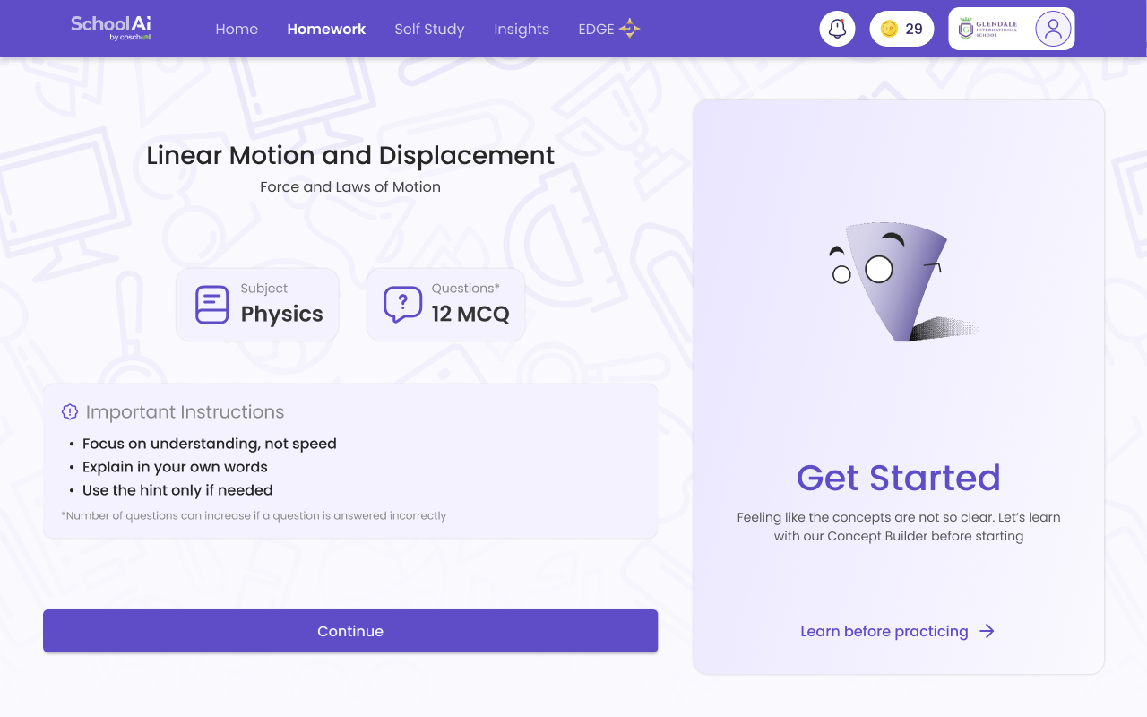 Starting screen